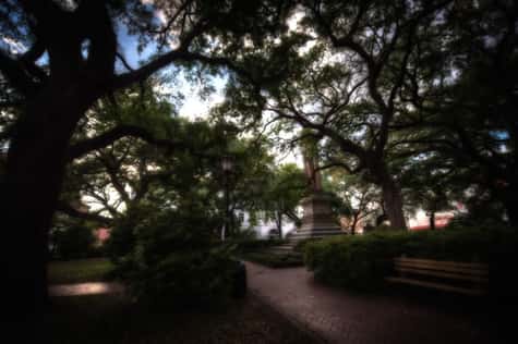 Wright Square, where it is said that Alice Riley was hanged and still haunts today.